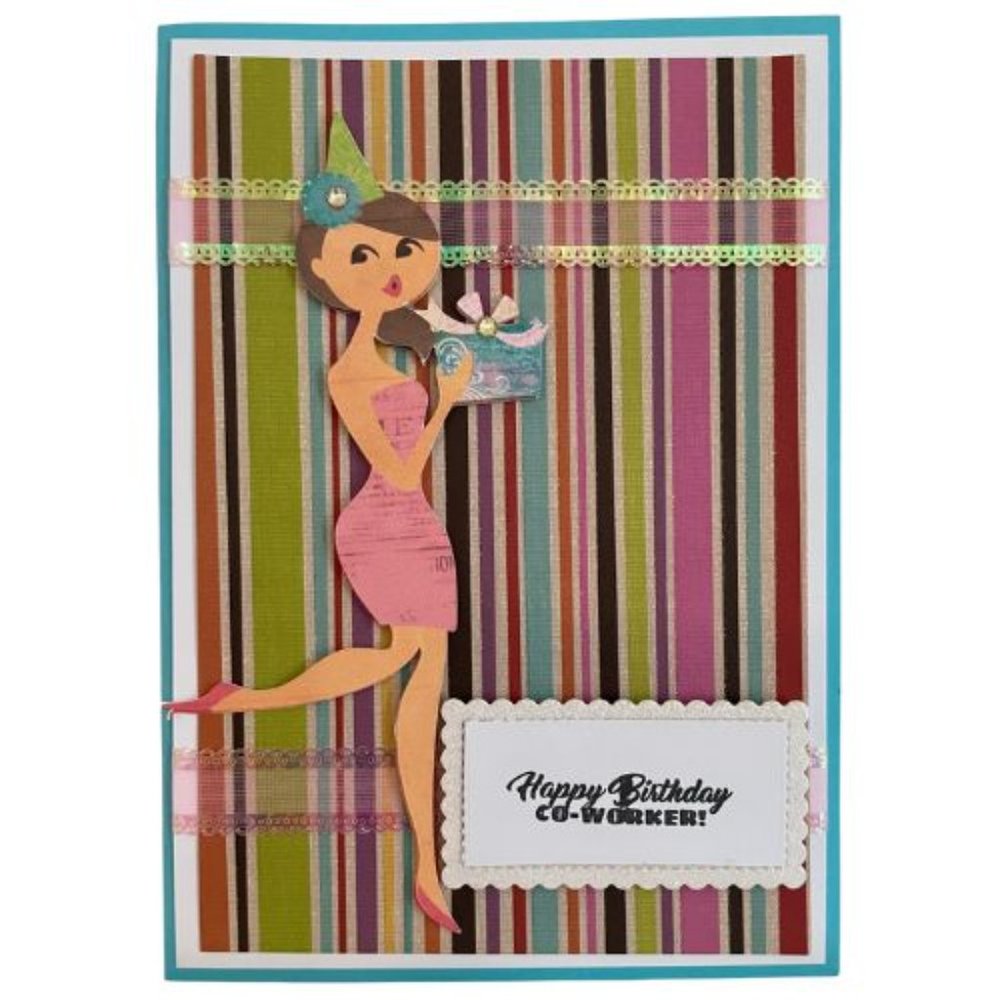Handmade Happy Birthday Girl Co-Worker Greeting Card